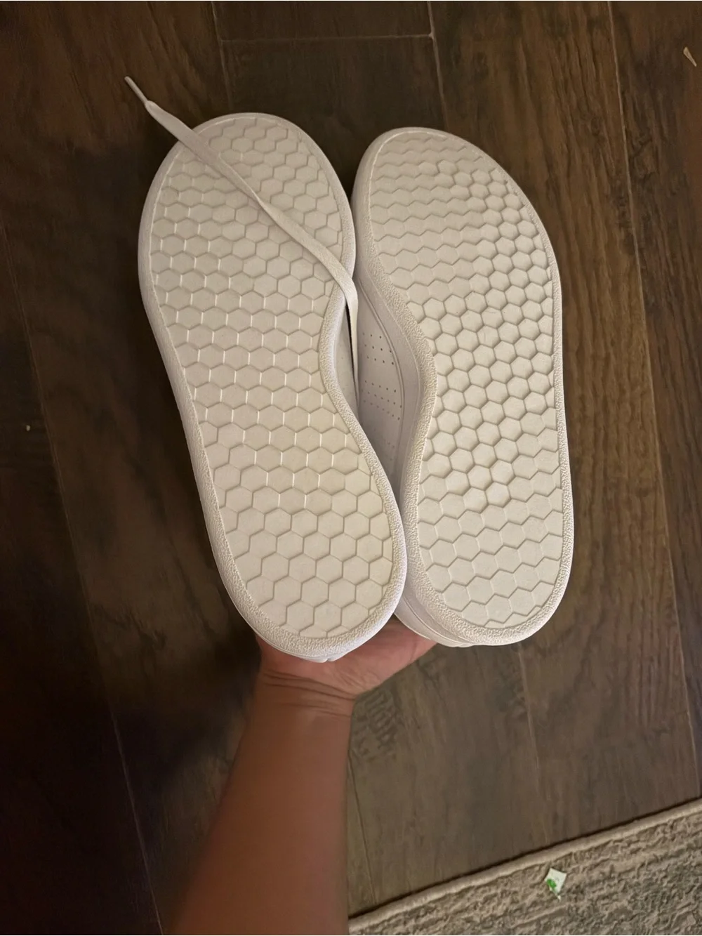 adidas White Sneakers with Green Heel Accent